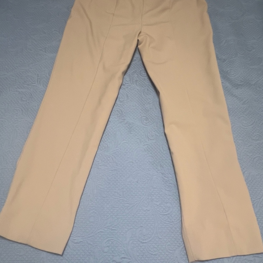 Talbots Tan Wide Leg Women's Pants Hollywood style side zipper back hem vented
